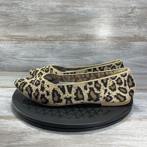 Skechers Womens Stretch Fit Cleo-Claw Leopard Print Slip On Ballet Flats Size 10